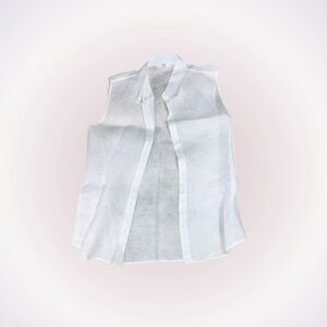 Uniqlo 100% linen white collared sleeveless button front shirt | Sz S